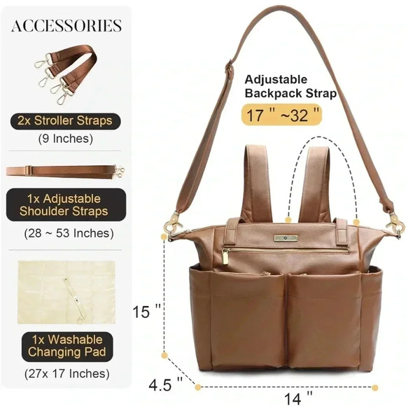 Diaper Bag Tote By miss fong Baby Bag Leather Diaper Bag - Picture 4 of 6